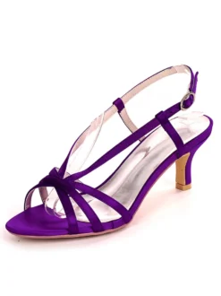 Chaussures de mariage bleu Satin bout ouvert chaton talon chaussures de mariée mère de la mariée chaussures