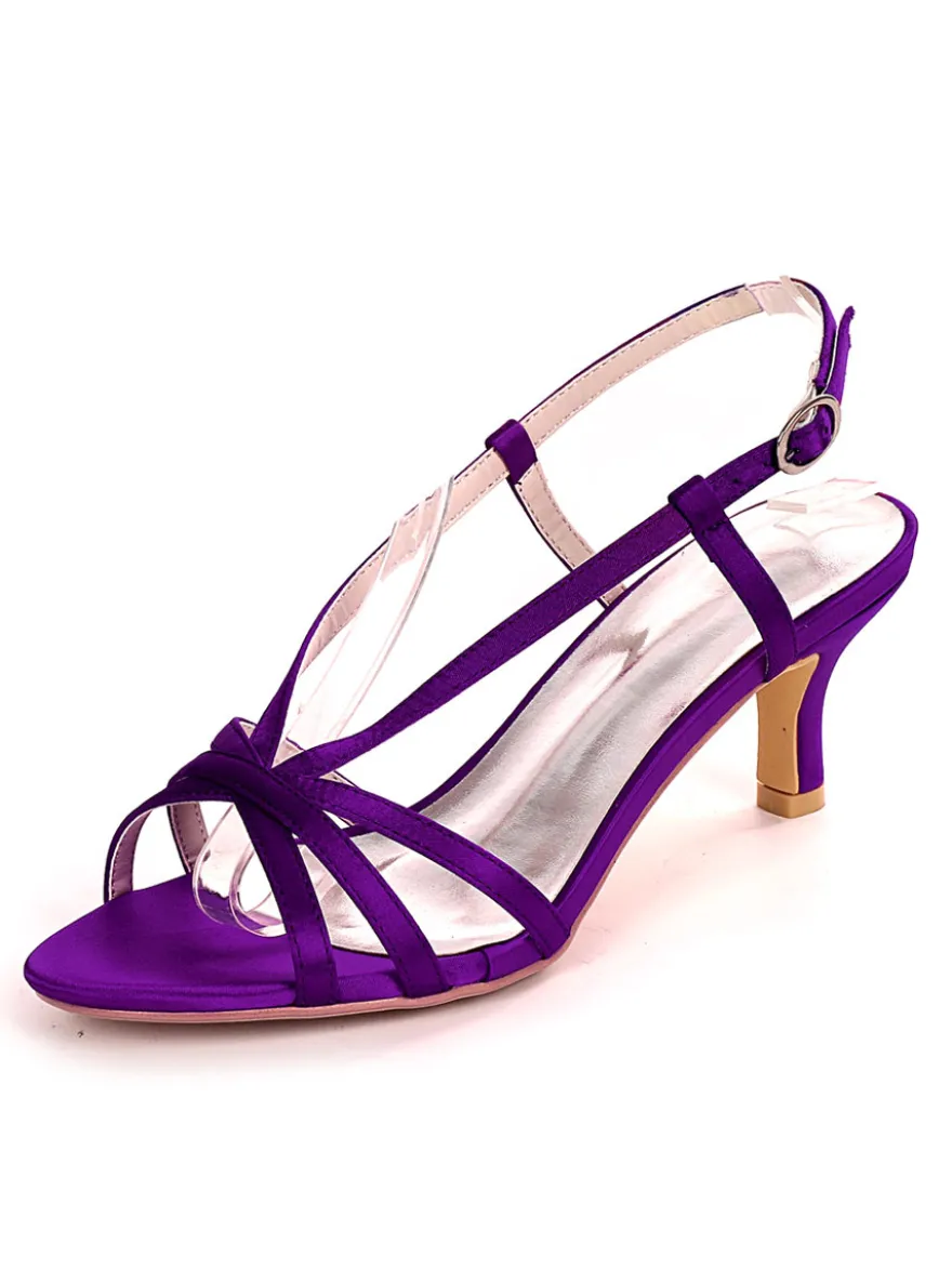 Chaussures de mariage bleu Satin bout ouvert chaton talon chaussures de mariée mère de la mariée chaussures