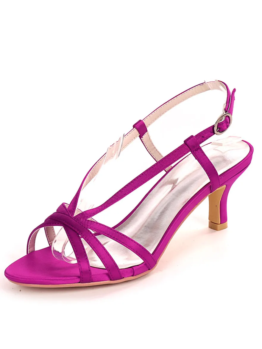 Chaussures de mariage bleu Satin bout ouvert chaton talon chaussures de mariée mère de la mariée chaussures