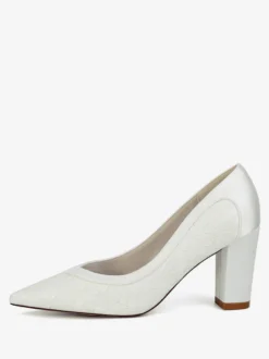 Chaussures de mariage en dentelle à bout pointu et talon épais