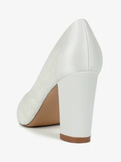 Chaussures de mariage en dentelle à bout pointu et talon épais pour invités de mariage