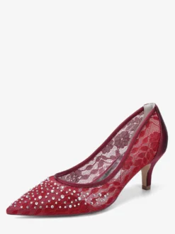 Chaussures de mariage en dentelle à bout pointu et talon chaton pour la mère des demoiselles d'honneur