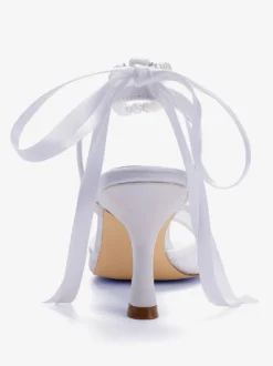 Chaussures de mariage en résille à bout ouvert et strass à talons hauts