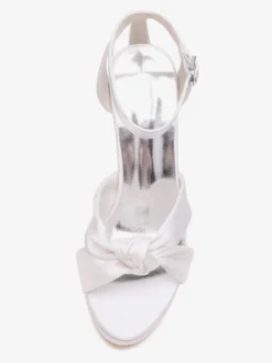 Chaussures de mariage en satin Chaussures de bal blanches Sandales à talons hauts et bout ouvert avec bride à la cheville