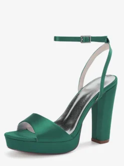 Chaussures de mariage en satin ivoire à plateforme et bout ouvert chaussures d'invité de mariage à talons hauts
