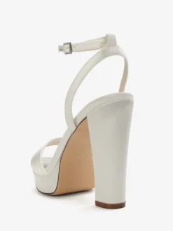 Chaussures de mariage en satin ivoire à plateforme et bout ouvert chaussures d'invité de mariage à talons hauts