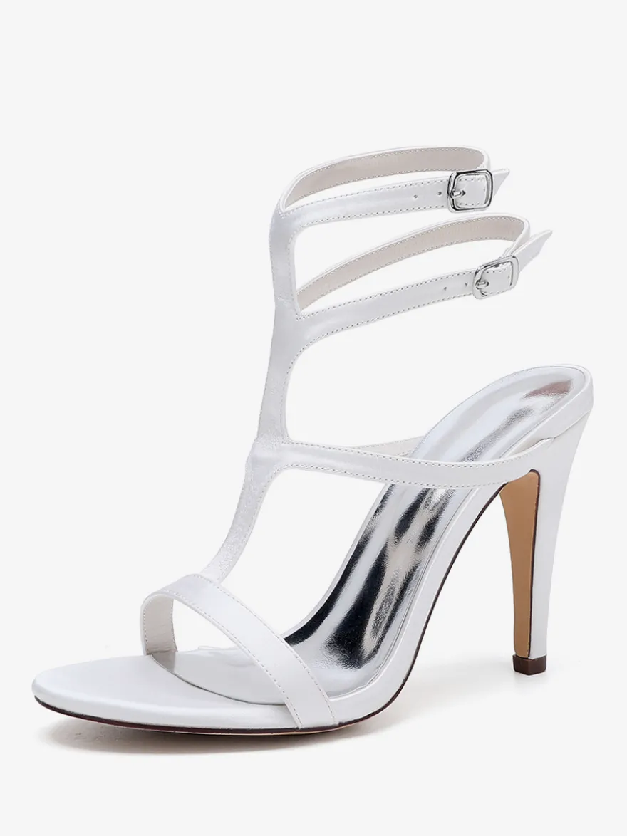 Chaussures de mariage en satin à bout ouvert et à talons hauts pour demoiselles d'honneur