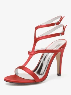 Chaussures de mariage en satin à bout ouvert et à talons hauts pour demoiselles d'honneur