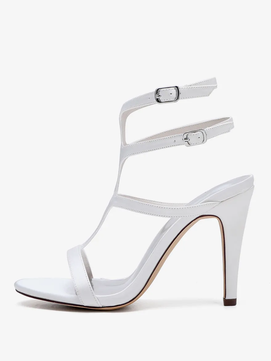 Chaussures de mariage en satin à bout ouvert et à talons hauts pour demoiselles d'honneur