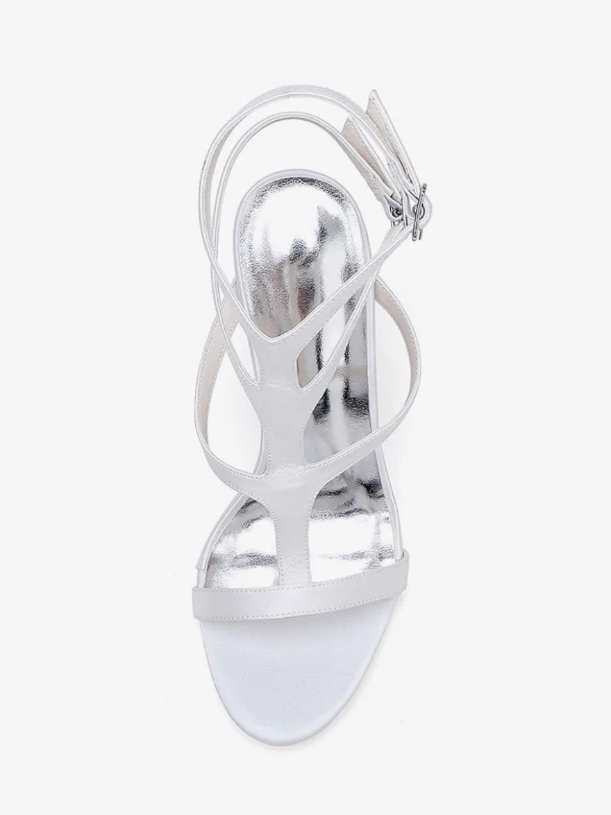Chaussures de mariage en satin à bout ouvert et à talons hauts pour demoiselles d'honneur