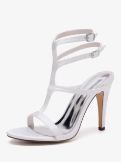 Chaussures de mariage en satin à bout ouvert et à talons hauts pour demoiselles d'honneur