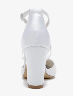 Chaussures de mariage en satin blanc sandales de mariage à bout ouvert