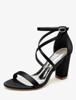 Chaussures de mariage en satin blanc sandales de mariage à bout ouvert