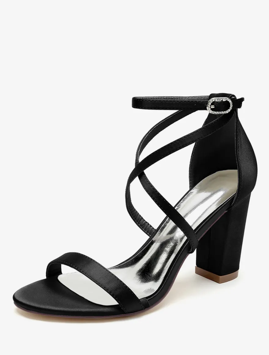 Chaussures de mariage en satin blanc sandales de mariage à bout ouvert