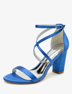 Chaussures de mariage en satin blanc sandales de mariage à bout ouvert