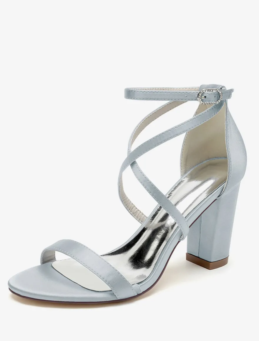 Chaussures de mariage en satin blanc sandales de mariage à bout ouvert