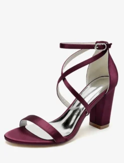 Chaussures de mariage en satin blanc sandales de mariage à bout ouvert