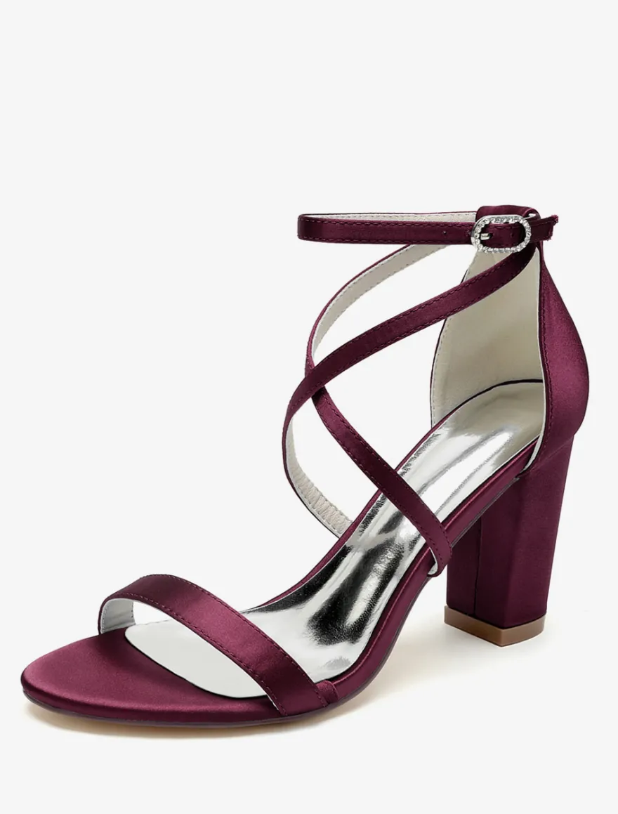 Chaussures de mariage en satin blanc sandales de mariage à bout ouvert
