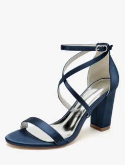Chaussures de mariage en satin blanc sandales de mariage à bout ouvert