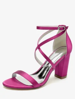 Chaussures de mariage en satin blanc sandales de mariage à bout ouvert