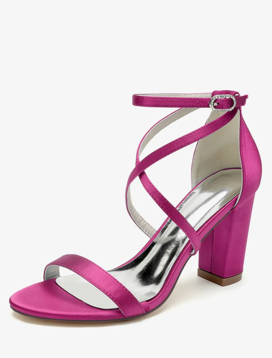 Chaussures de mariage en satin blanc sandales de mariage à bout ouvert