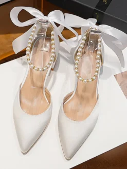 Chaussures de mariage Escarpins de mariée en satin à bout pointu