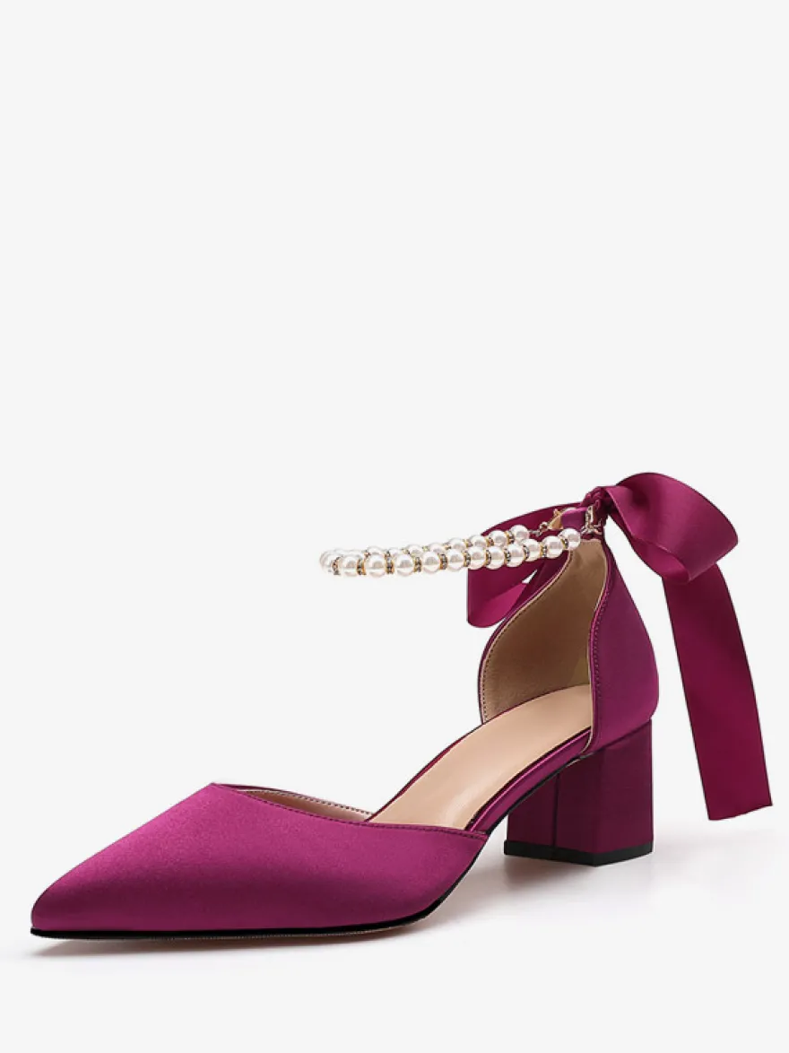 Chaussures de mariage Escarpins de mariée en satin à bout pointu