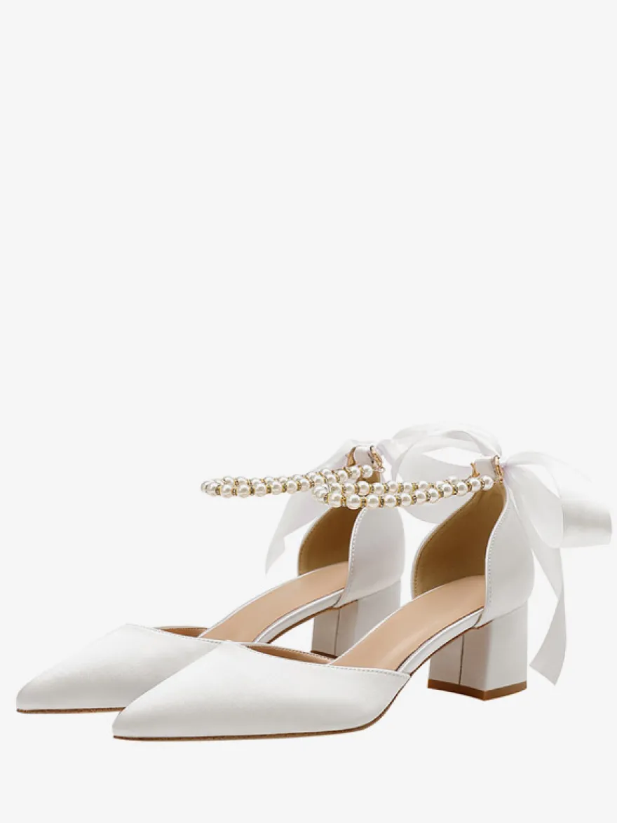 Chaussures de mariage Escarpins de mariée en satin à bout pointu