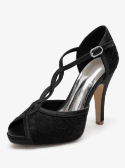 Chaussures de mariage Escarpins de mariée Dentelle Peep Toe Brodé