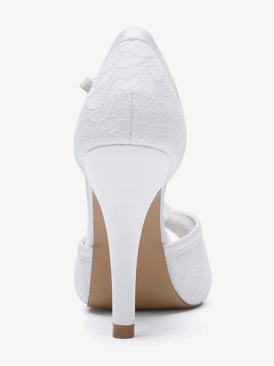 Chaussures de mariage Escarpins de mariée Dentelle Peep Toe Brodé