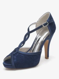 Chaussures de mariage Escarpins de mariée Dentelle Peep Toe Brodé