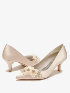 Chaussures de mariage Escarpins de mariée en satin à bout pointu
