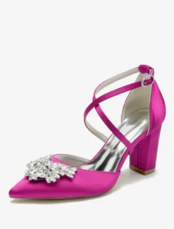 Chaussures de mariage Escarpins de mariée Satin Bout pointu Strass