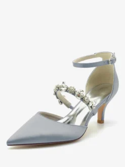 Chaussures de mariage Escarpins de mariée Satin Bout pointu Strass