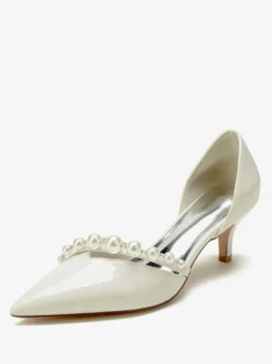 Chaussures De Mariage Escarpins De Mariée Vernis Bout Pointu Perles