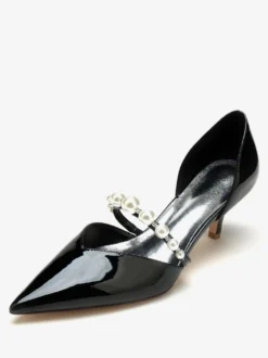 Chaussures De Mariage Escarpins De Mariée Vernis Haut Bout Pointu Perles
