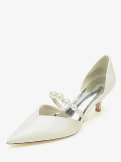 Chaussures De Mariage Escarpins De Mariée Vernis Haut Bout Pointu Perles