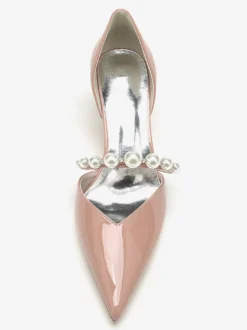 Chaussures De Mariage Escarpins De Mariée Vernis Haut Bout Pointu Perles
