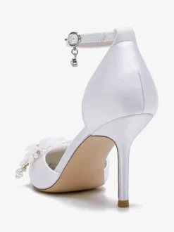 Chaussures De Mariage Escarpins De Mariée Fleur Bride En Satin À Bout Pointu