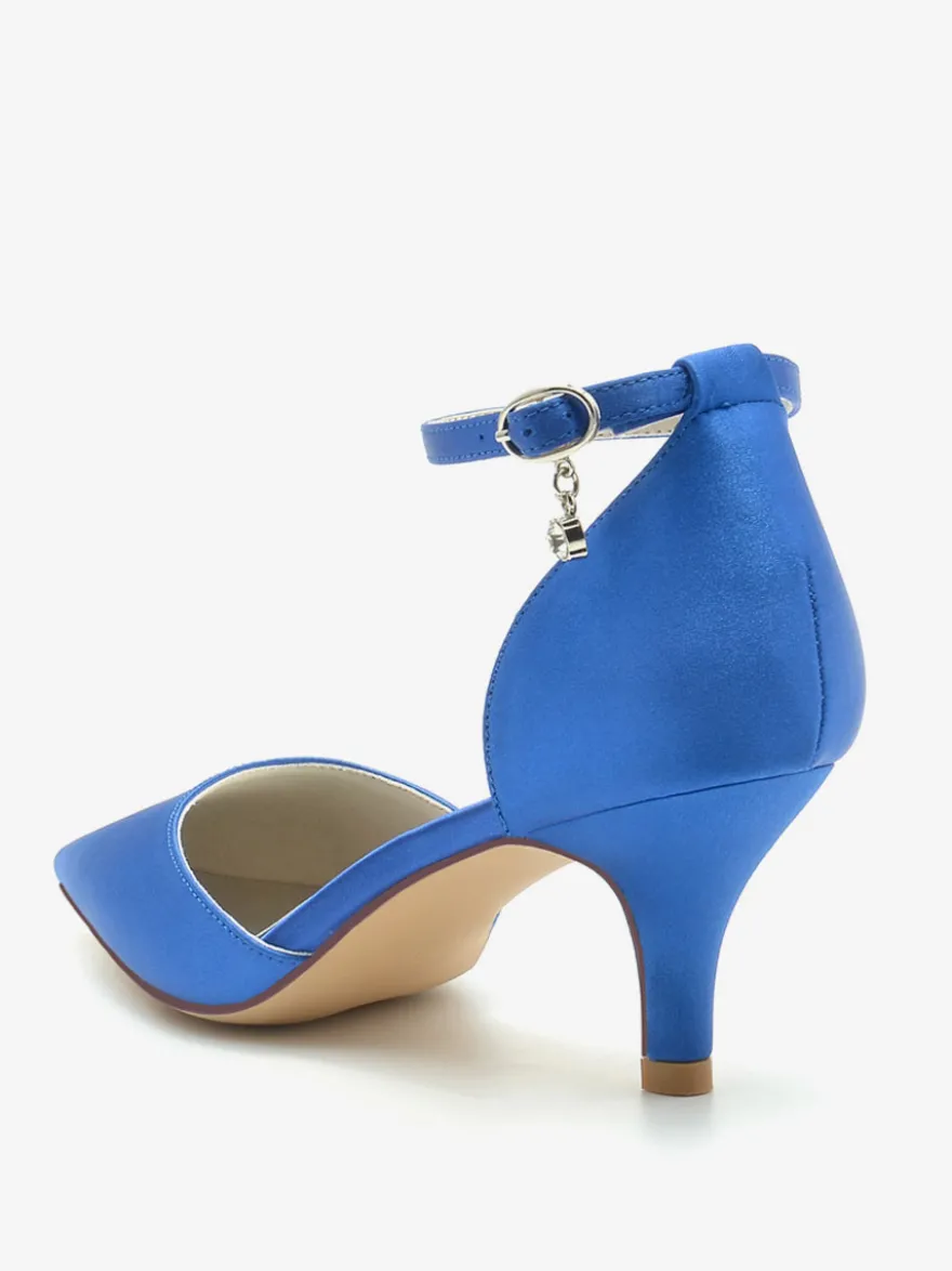 Chaussures de mariage Escarpins de mariée Soie et satin Bout pointu Strass
