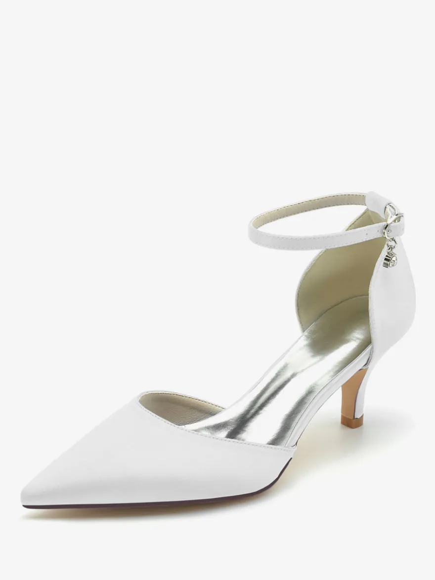 Chaussures de mariage Escarpins de mariée Soie et satin Bout pointu Strass