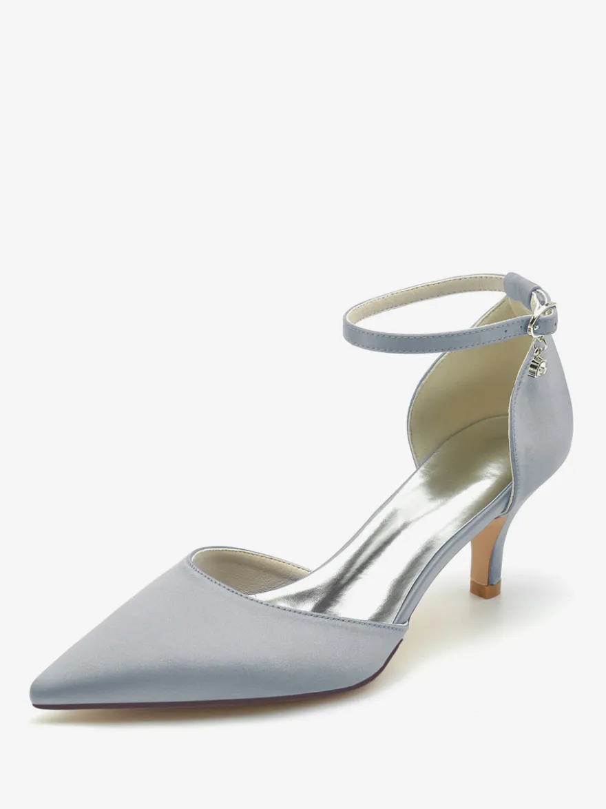 Chaussures de mariage Escarpins de mariée Soie et satin Bout pointu Strass