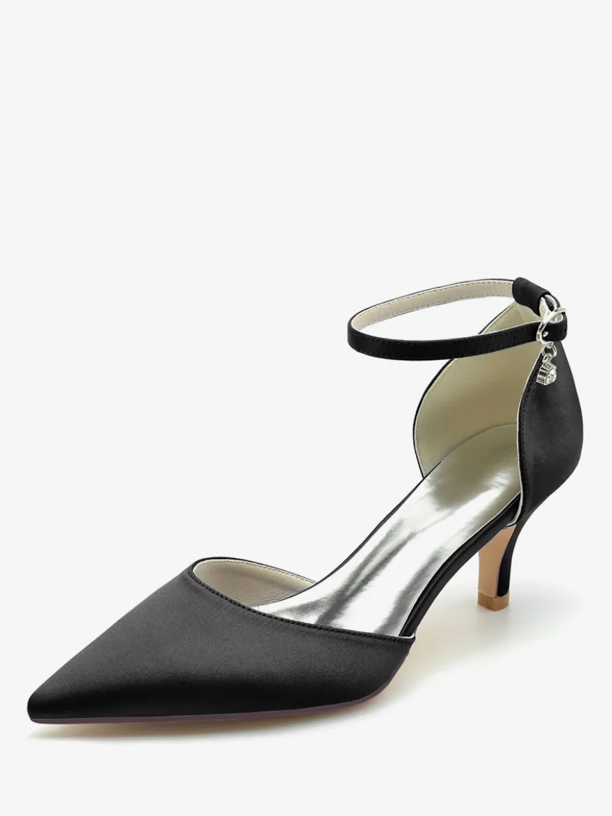 Chaussures de mariage Escarpins de mariée Soie et satin Bout pointu Strass