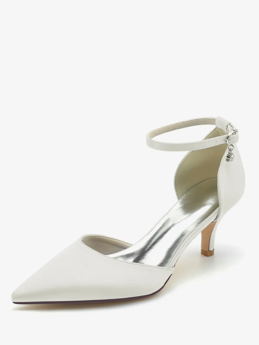 Chaussures de mariage Escarpins de mariée Soie et satin Bout pointu Strass