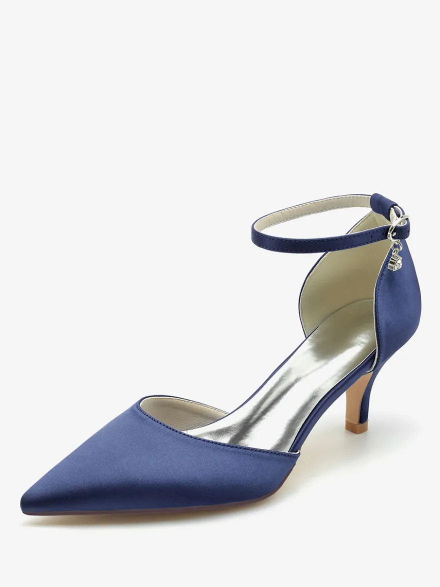 Chaussures de mariage Escarpins de mariée Soie et satin Bout pointu Strass