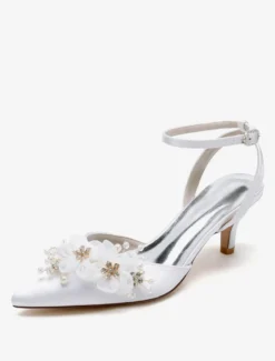 Chaussures de mariage Escarpins de mariée en satin à bout pointu