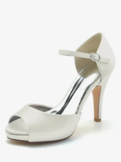 Chaussures de mariage Escarpins de mariée en satin à bout ouvert