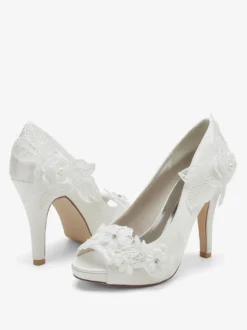 Chaussures de mariage Escarpins de mariée Satin Peep Toe