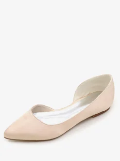 Chaussures de Mariage 2026 Ivoire Satin Bout ouvert Escarpins Plat Chaussures de Mère
