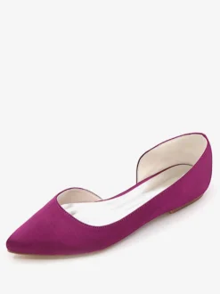 Chaussures de Mariage 2026 Ivoire Satin Bout ouvert Escarpins Plat Chaussures de Mère